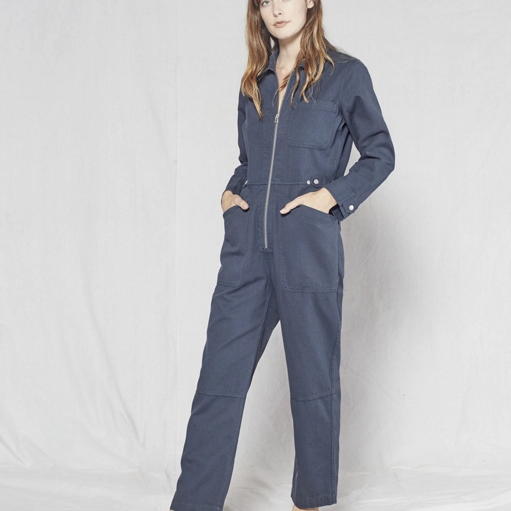 Outerknown Station Jumpsuit Navy Organic Cotton & Linen New without tags